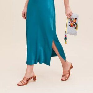 E8 by Miista Nahla Raffia-Strap Heels in Tigerlily Red Orange